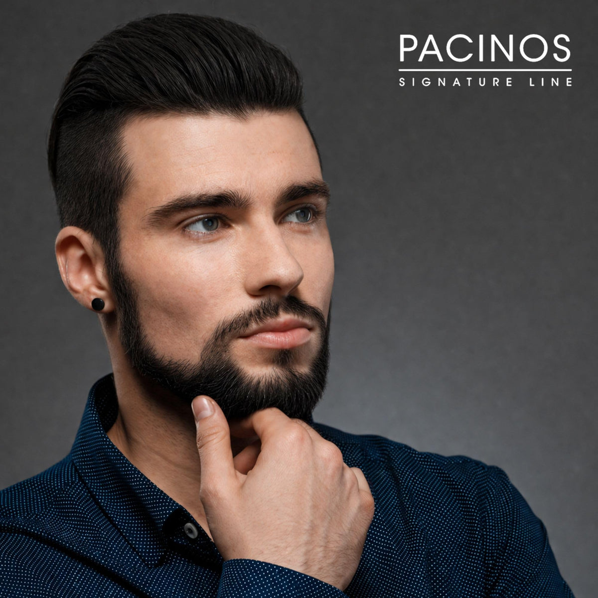Pacinos powder being applied in hand for instant volume and oil control