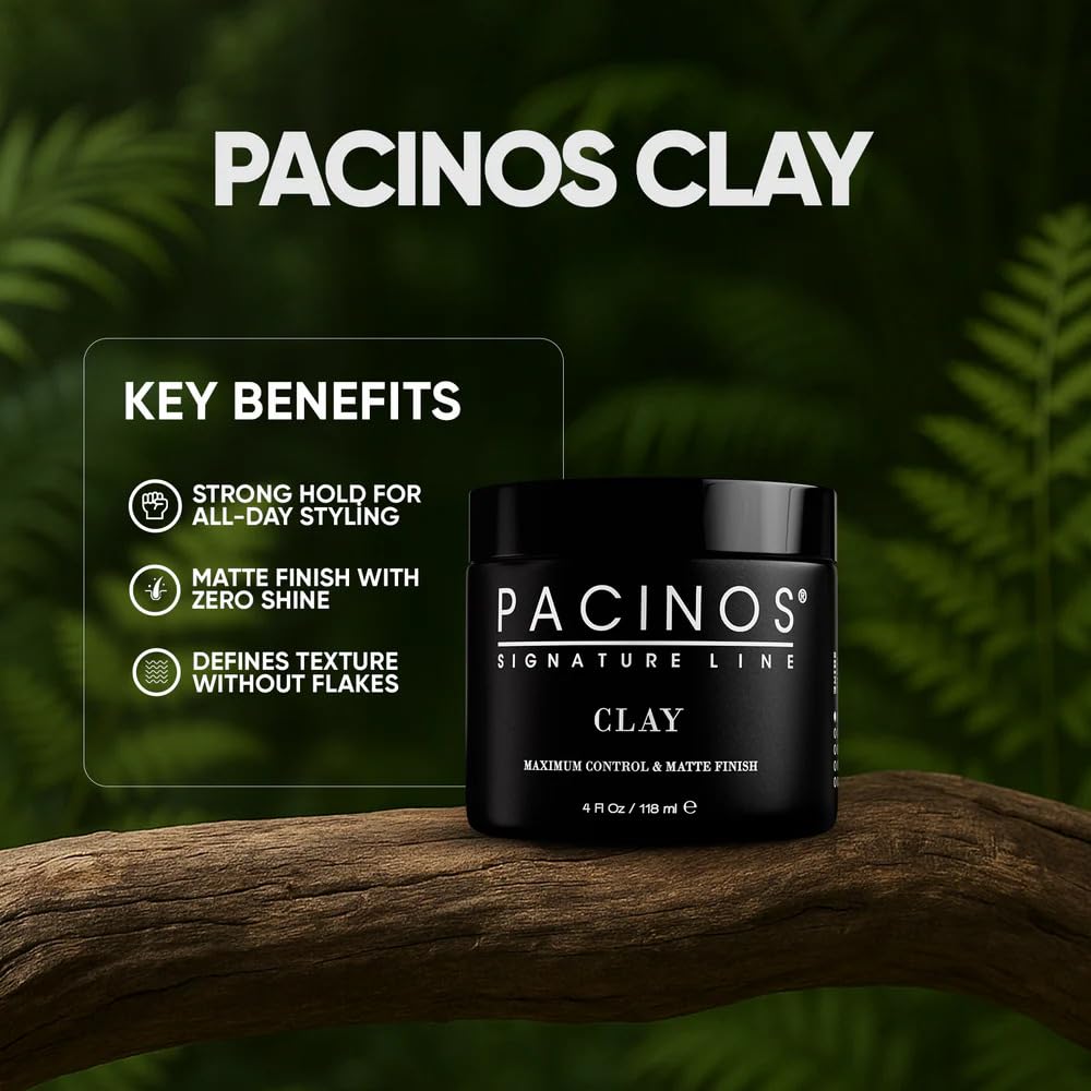 Pacinos clay shown in hand demonstrating compact 4 oz travel size