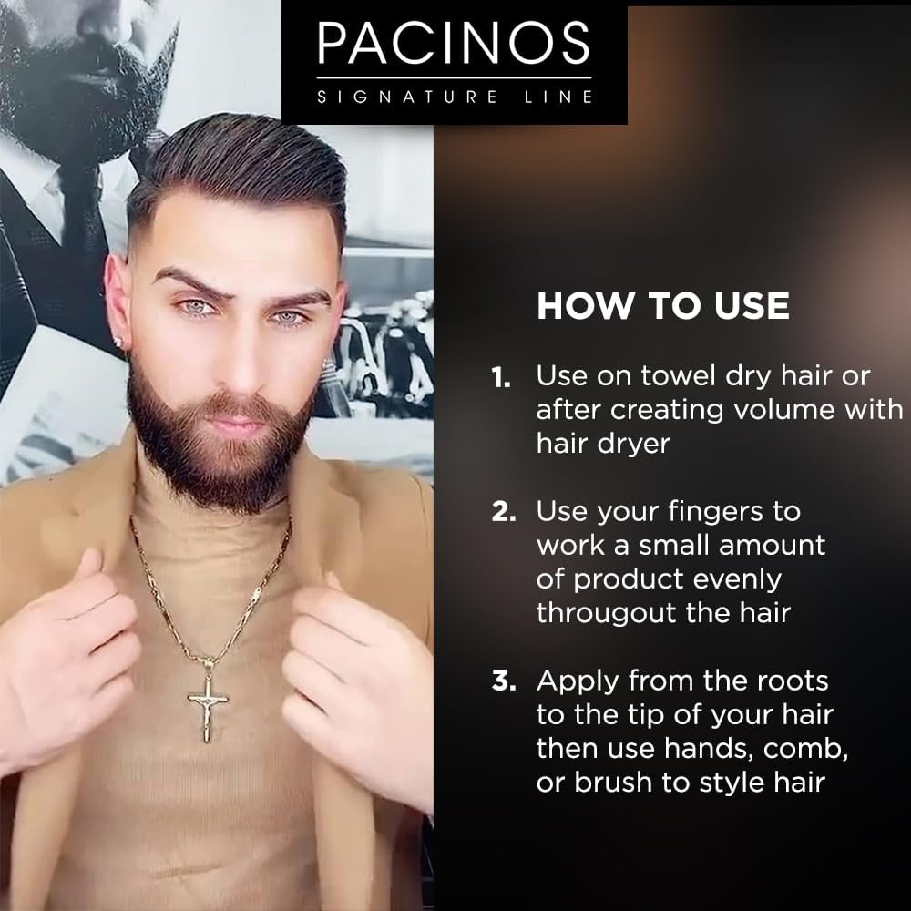 Pacinos label close-up showing product name and clear usage info