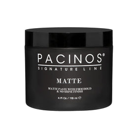 Pacinos jar front packaging showing label and matte finish benefit