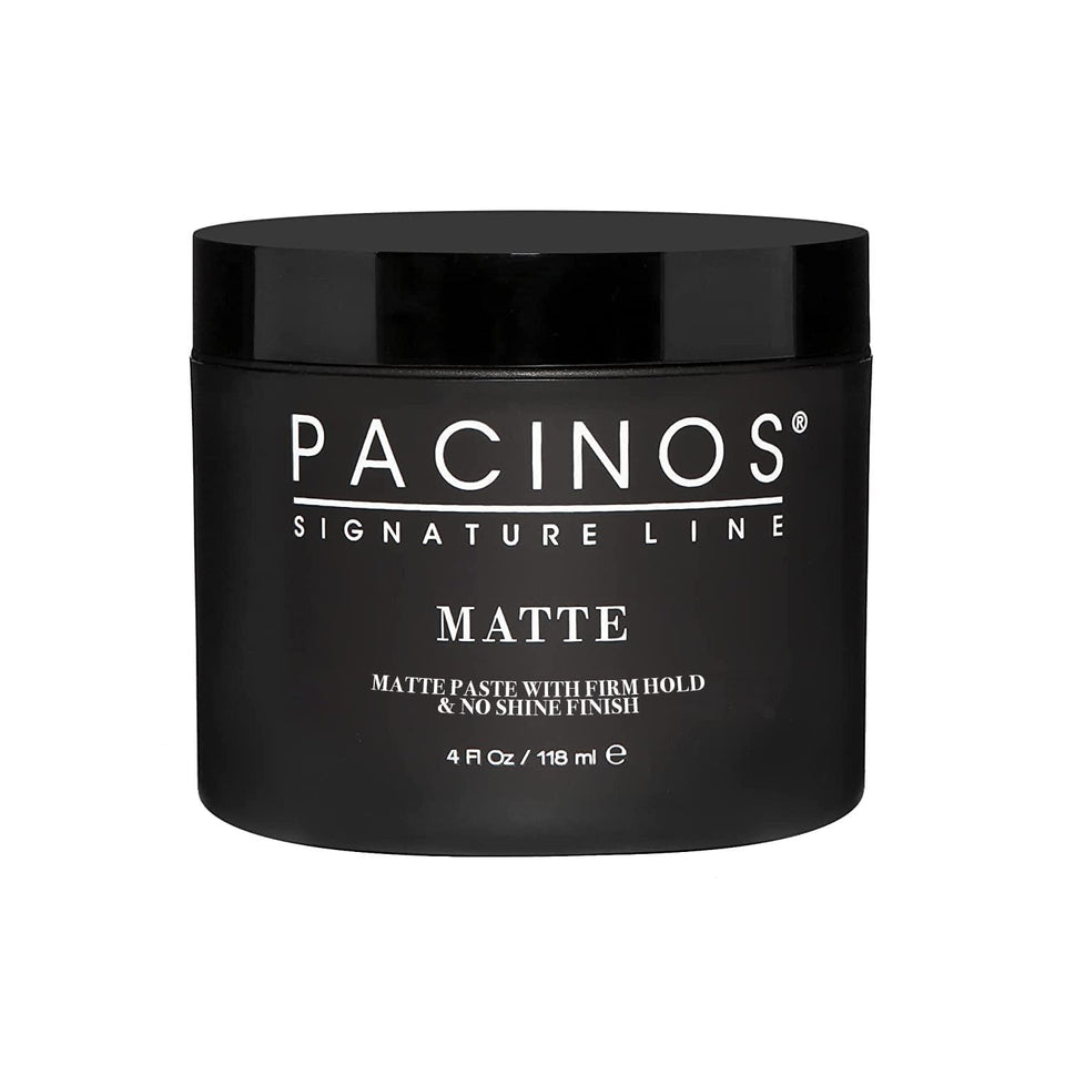 Pacinos jar front packaging showing label and matte finish benefit