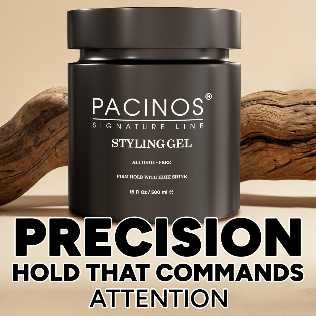 Pacinos styled wet-look on model demonstrating high shine and polished finish