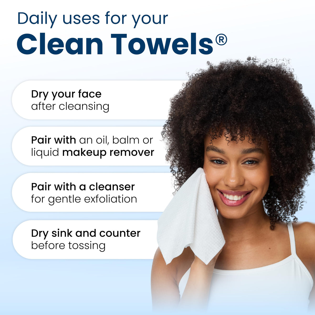 Clean Skin Club open package revealing dry towels, travel-ready convenience