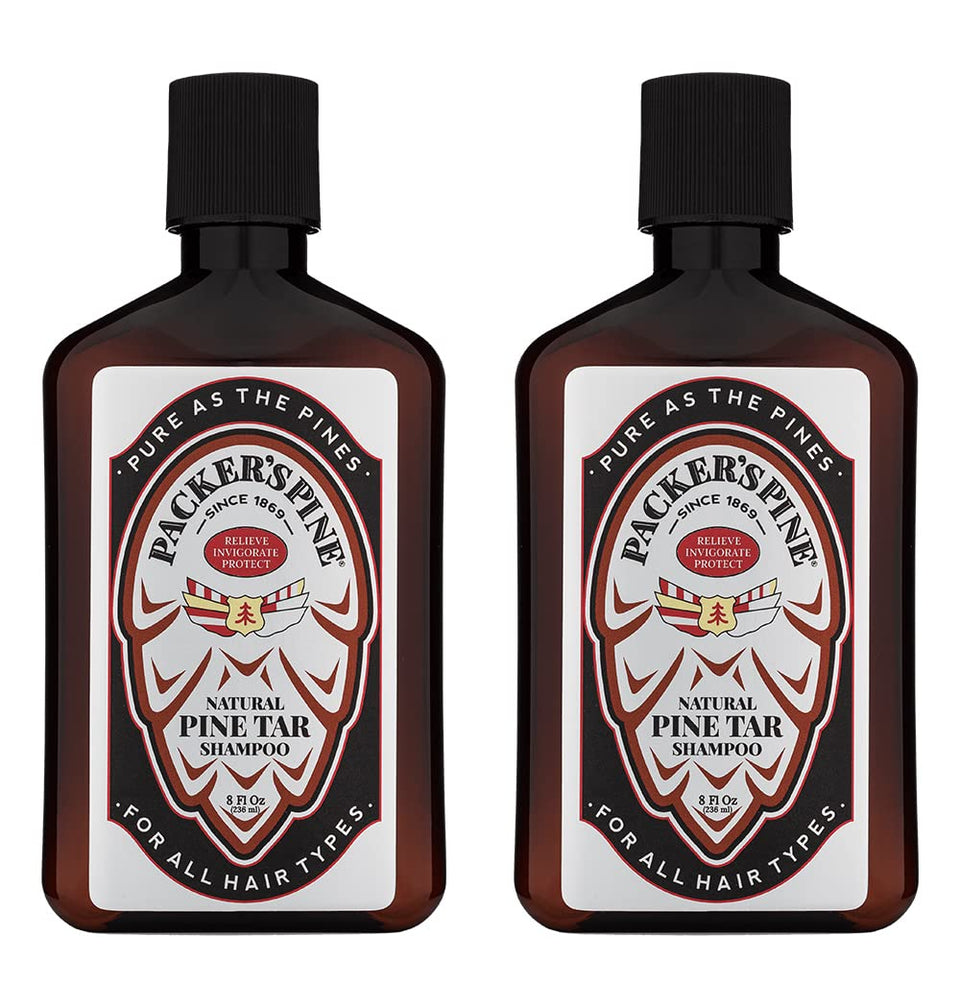 Packer's Pine front packaging showing rugged two-pack and pine label, clear benefit