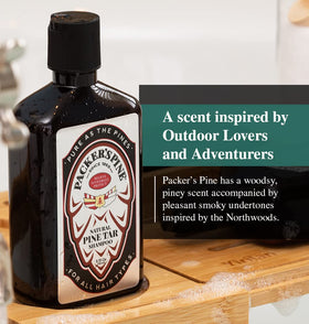 Packer's Pine bottle beside common items to show size and travel-friendly benefit