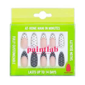 PaintLab front packaging showing polka dot almond nails and kit benefits