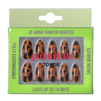 PaintLab front packaging showing almond tortoise-shell nails for instant salon look