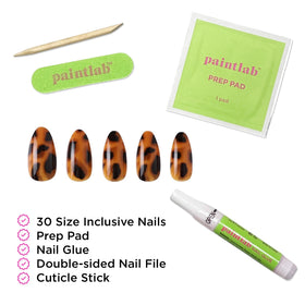 PaintLab kit contents including glue, file, and prep pad for complete application
