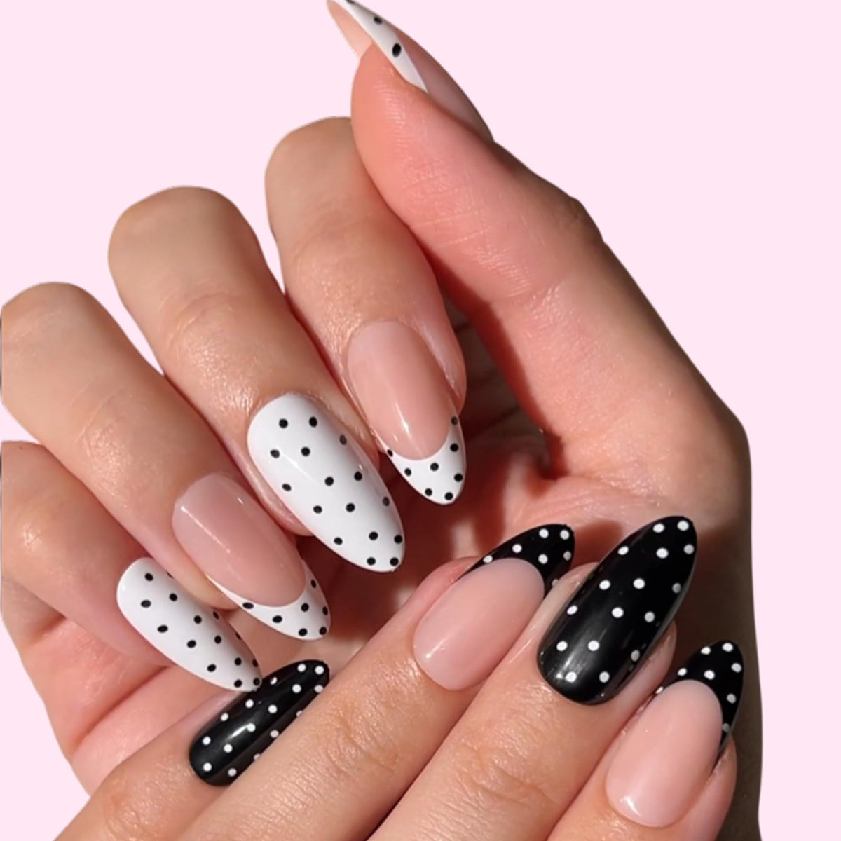 PaintLab nails applied on hand showing almond shape and everyday elegance