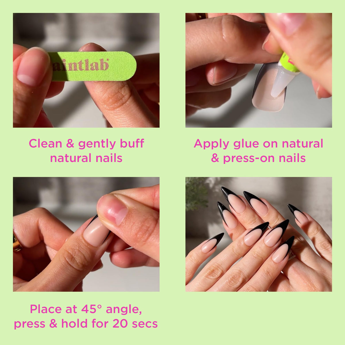 PaintLab nail on finger for size scale demonstrating comfortable everyday wear