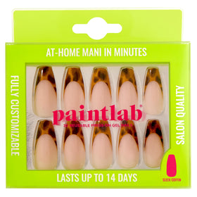 PaintLab front packaging showing 30-piece tortoise chic set and benefits