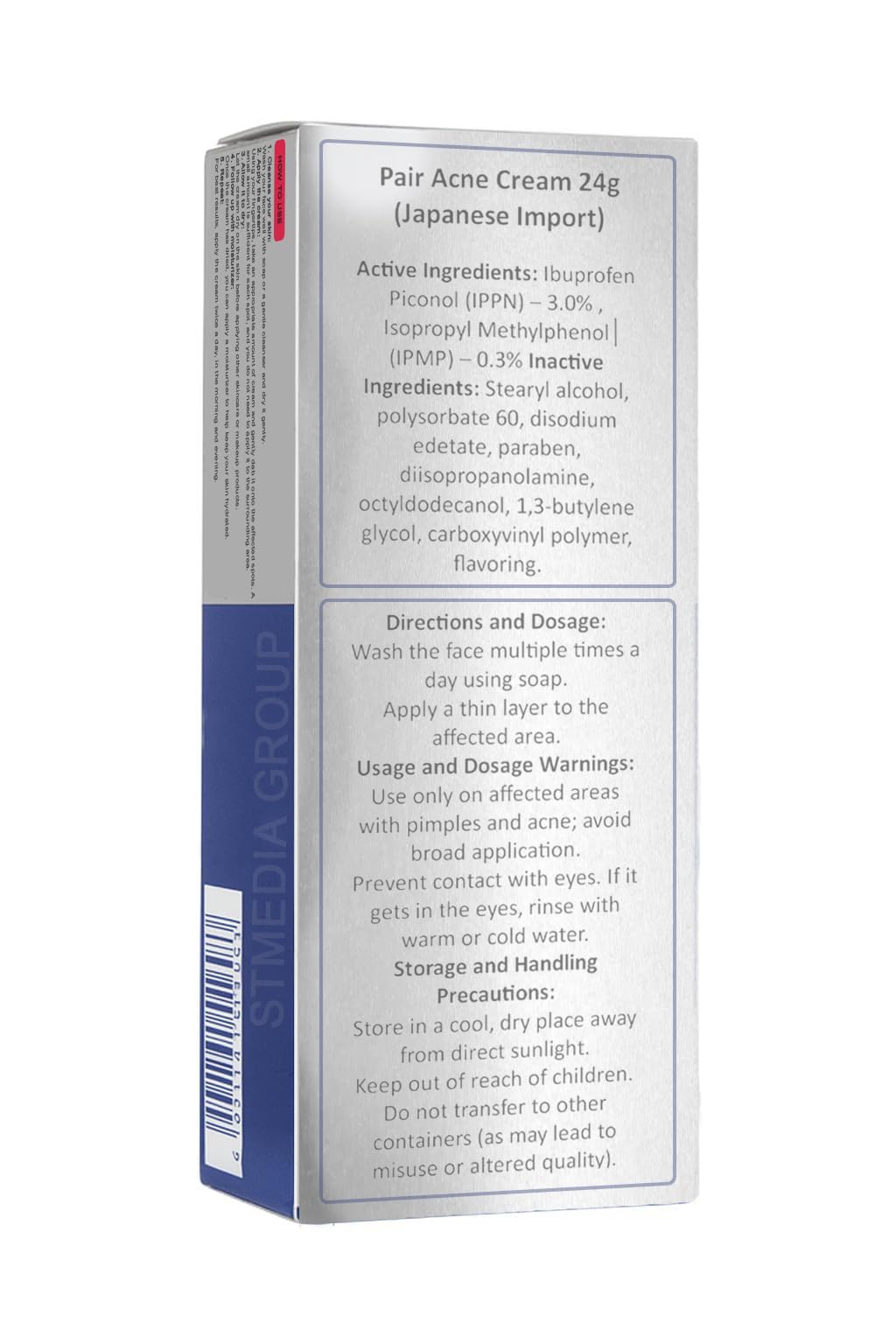 Generic Pair Acne Cream in use spot treatment on cheek demonstrating targeted redness reduction