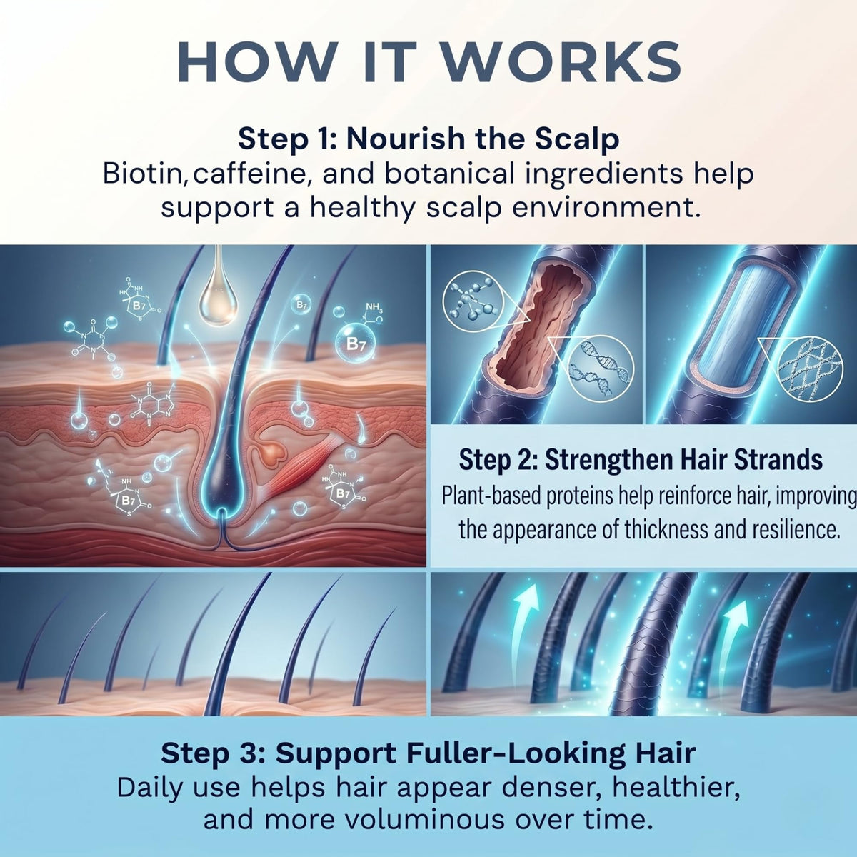Paisle Botanics close-up of label highlighting biotin ingredient and strengthening benefit