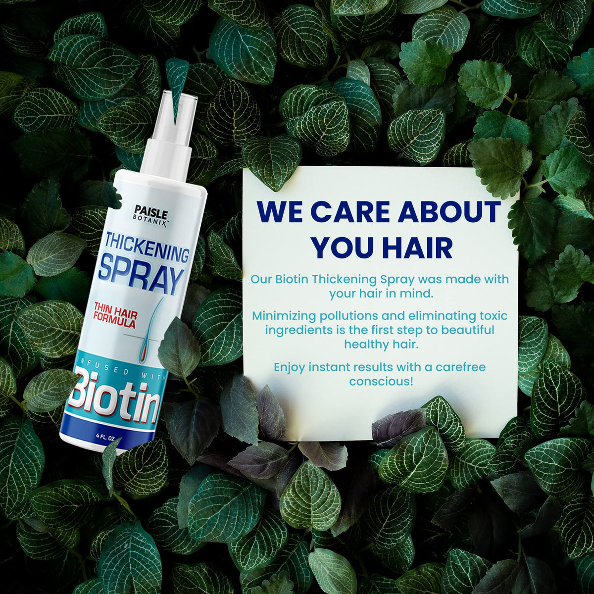 Paisle Botanics ingredients label highlighting biotin and botanical DHT blockers