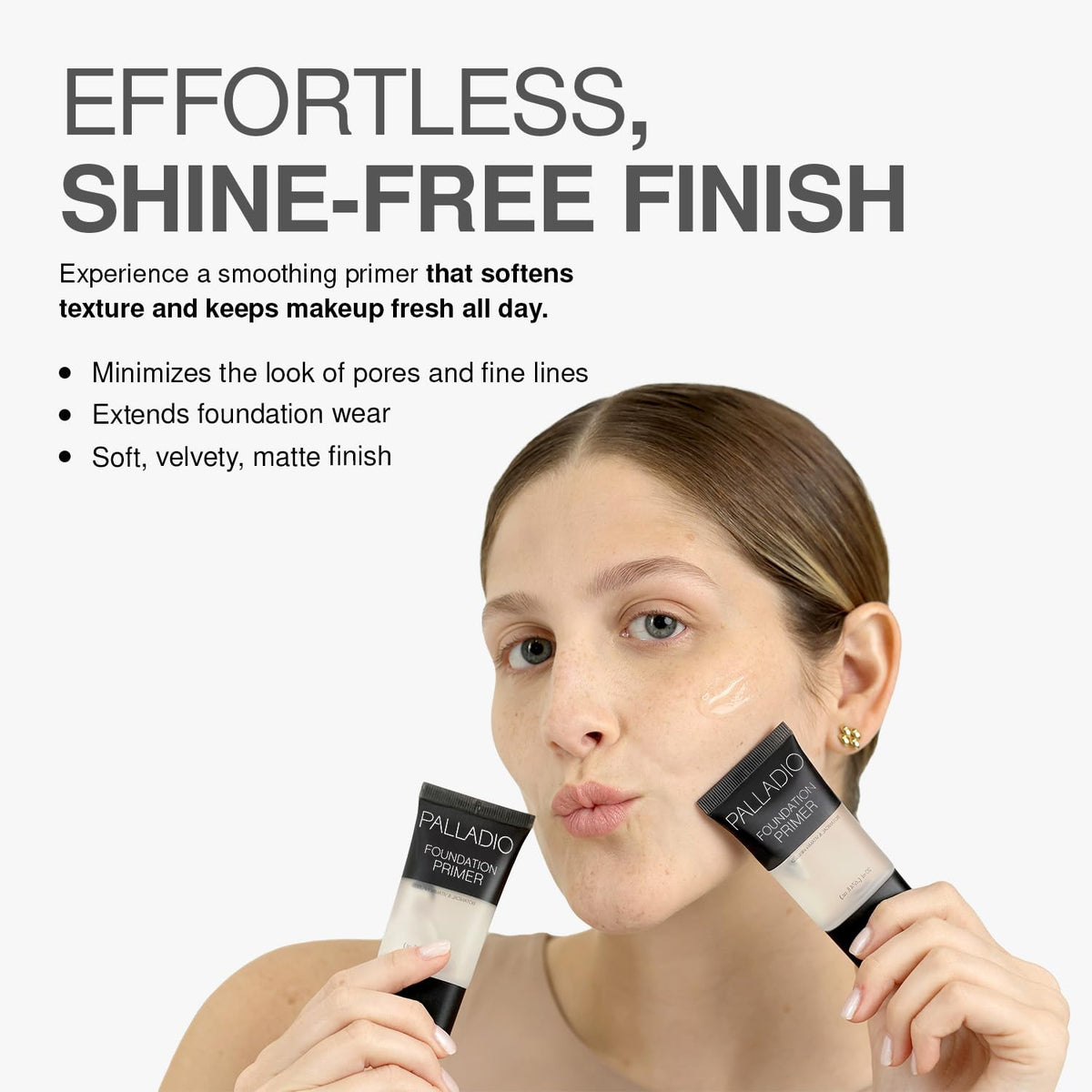 Palladio before and after forehead showing blurred pores and refined appearance