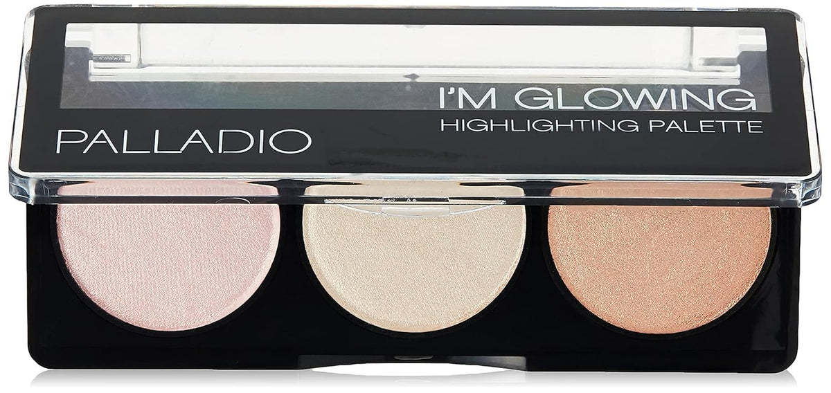 Palladio palette front packaging showing neutral glow trio and portability benefit