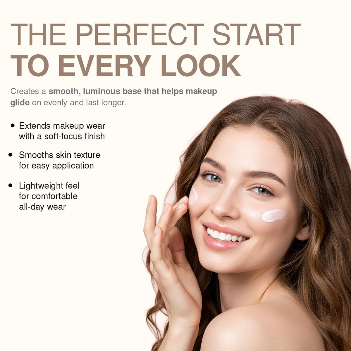 Palladio blended swatch on cheek bone demonstrating natural glow benefit