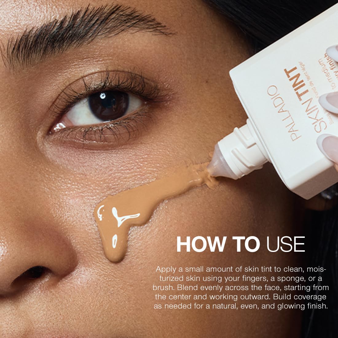 Palladio pressing with sponge illustrating blur effect and even coverage