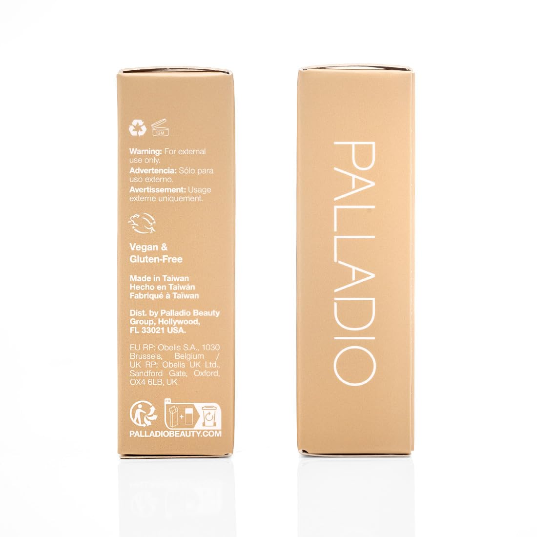 Palladio back label detail showing clean formulation and ingredient transparency