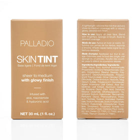 Before and after half-face image showing Palladio tint evening tone and providing subtle coverage