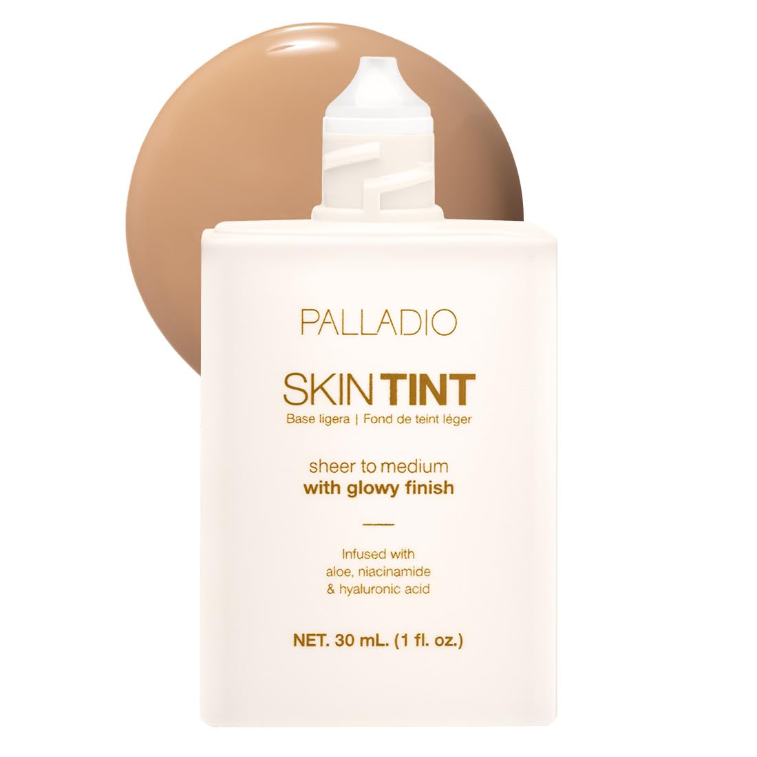 Palladio front packaging showing medium beige shade and lightweight benefit