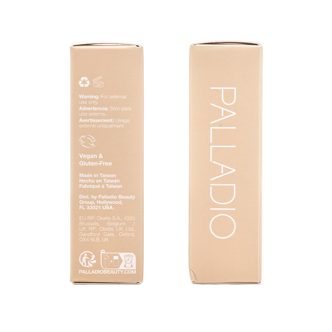 Palladio ingredients panel close-up emphasizing clean, skin-loving actives