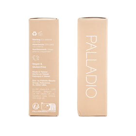 Palladio ingredients panel close-up emphasizing clean, skin-loving actives