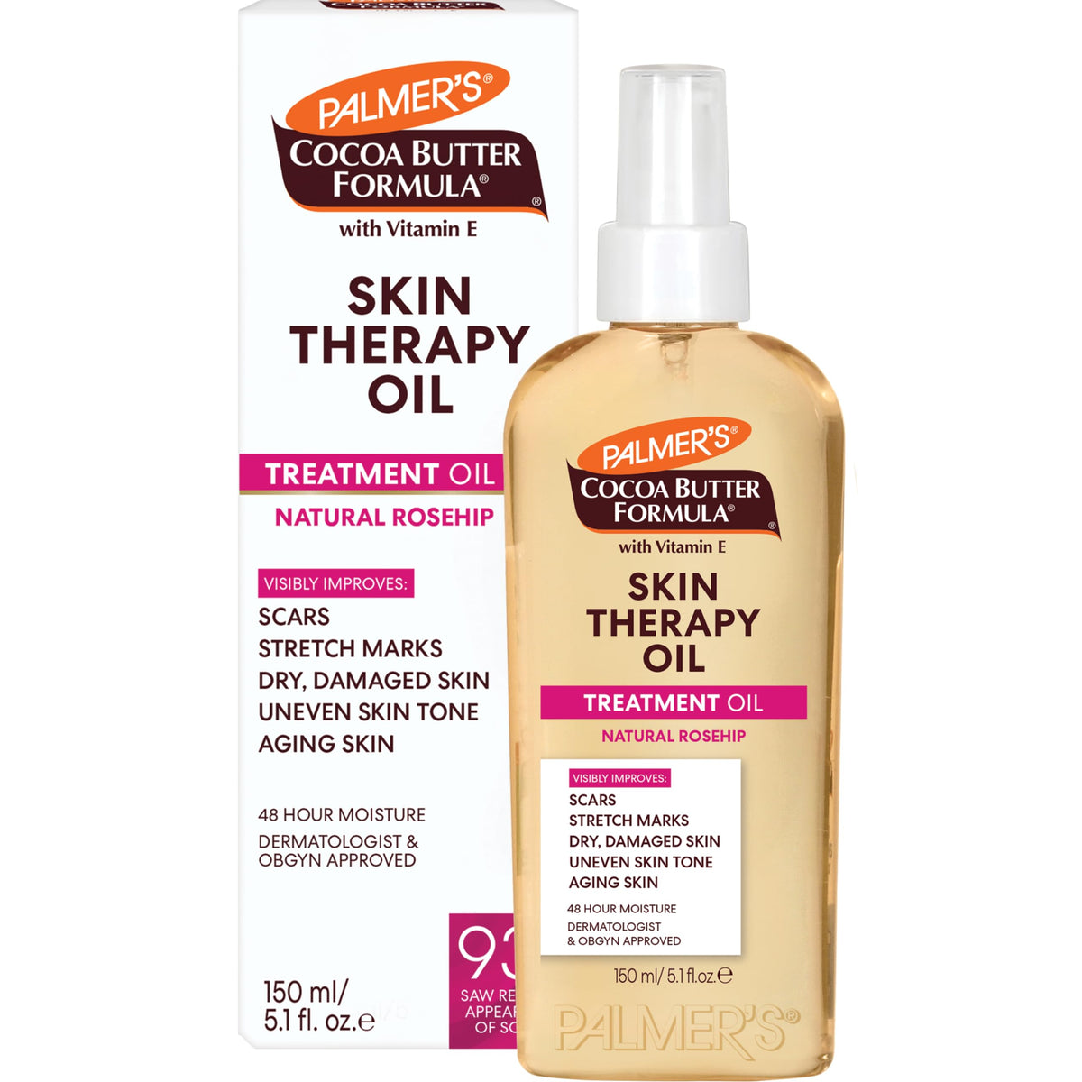 Palmer's bottle front showing rosehip body oil and quick hydration
