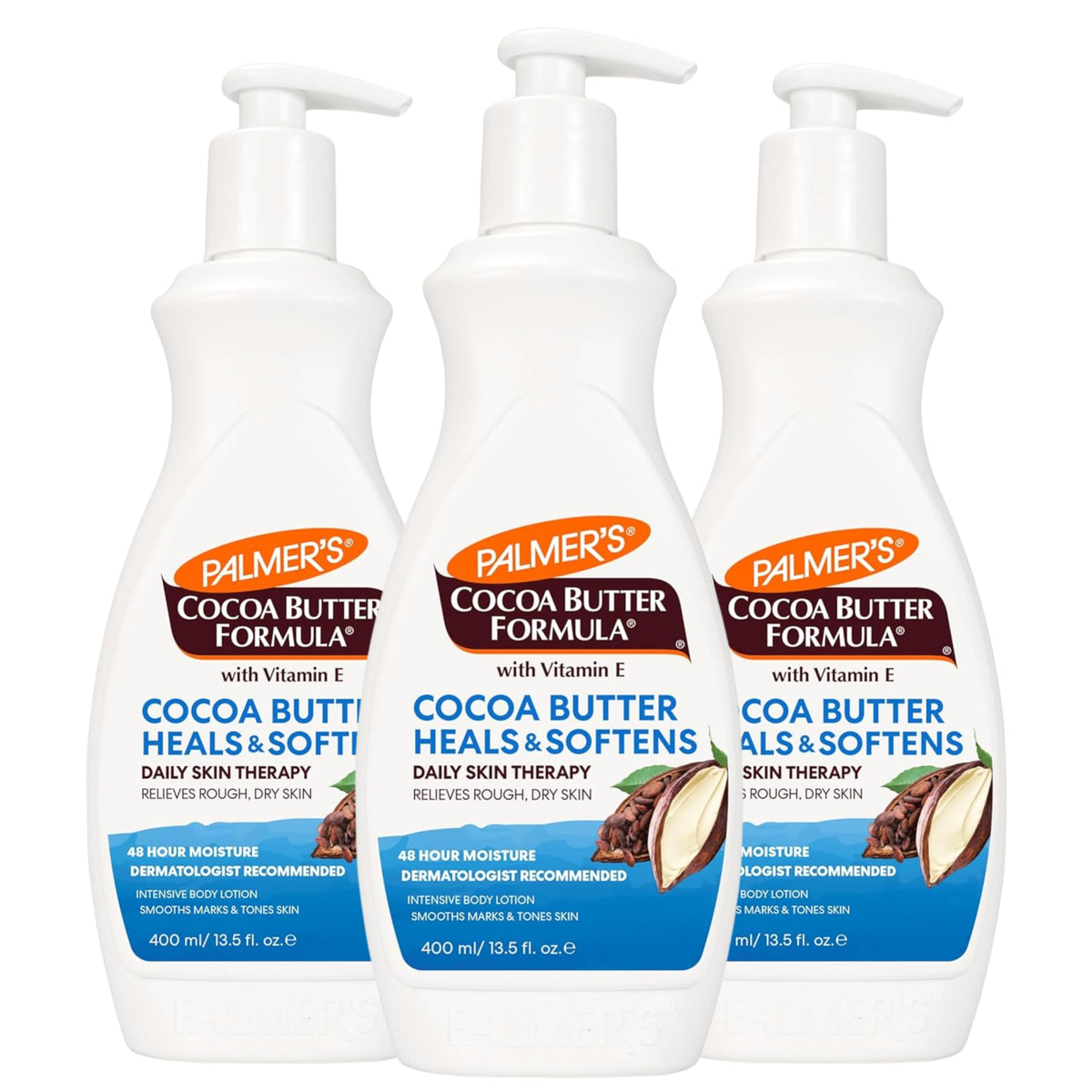 Palmer's front packaging showing pump bottle and cocoa butter branding for visible trust