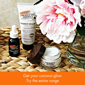 Bathroom counter scene with Palmer's coconut sugar scrub illustrating daily skincare use