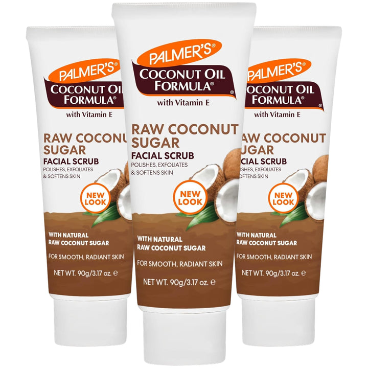 Palmer's front packaging of coconut sugar facial scrub showing tube and branding for easy selection