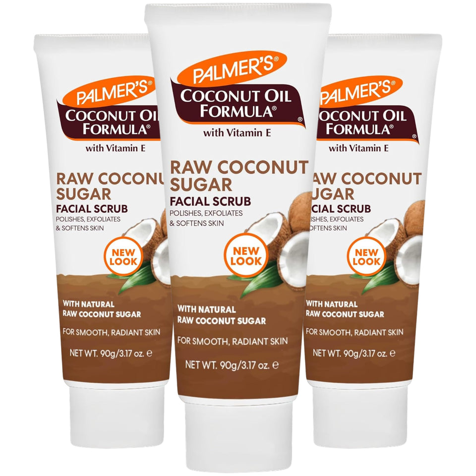 Palmer's front packaging of coconut sugar facial scrub showing tube and branding for easy selection