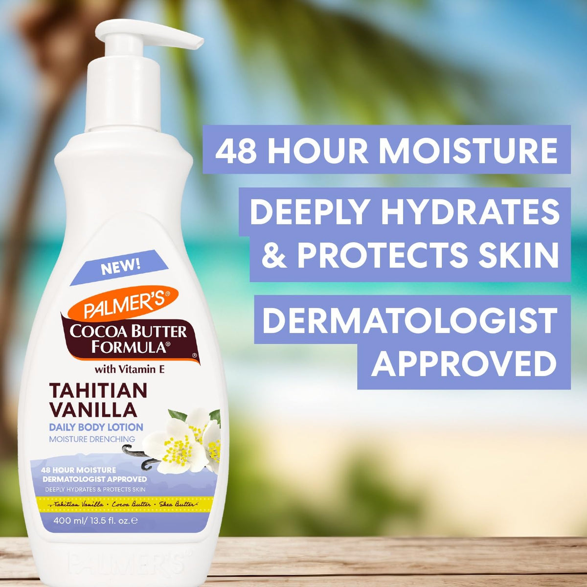Palmer's lotion pump close-up showing creamy texture for quick absorption
