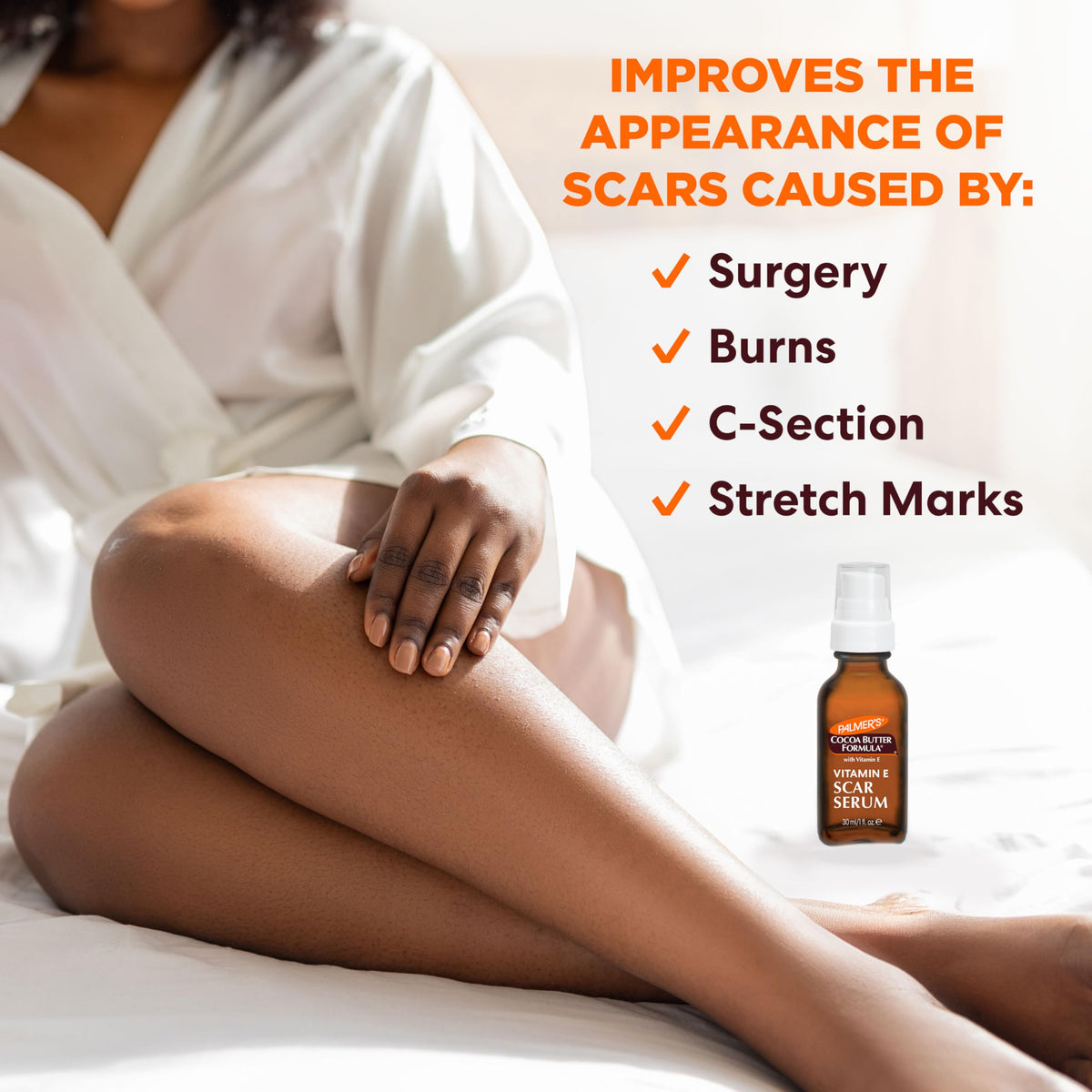 Palmer's serum held in hand to show lightweight texture and absorption