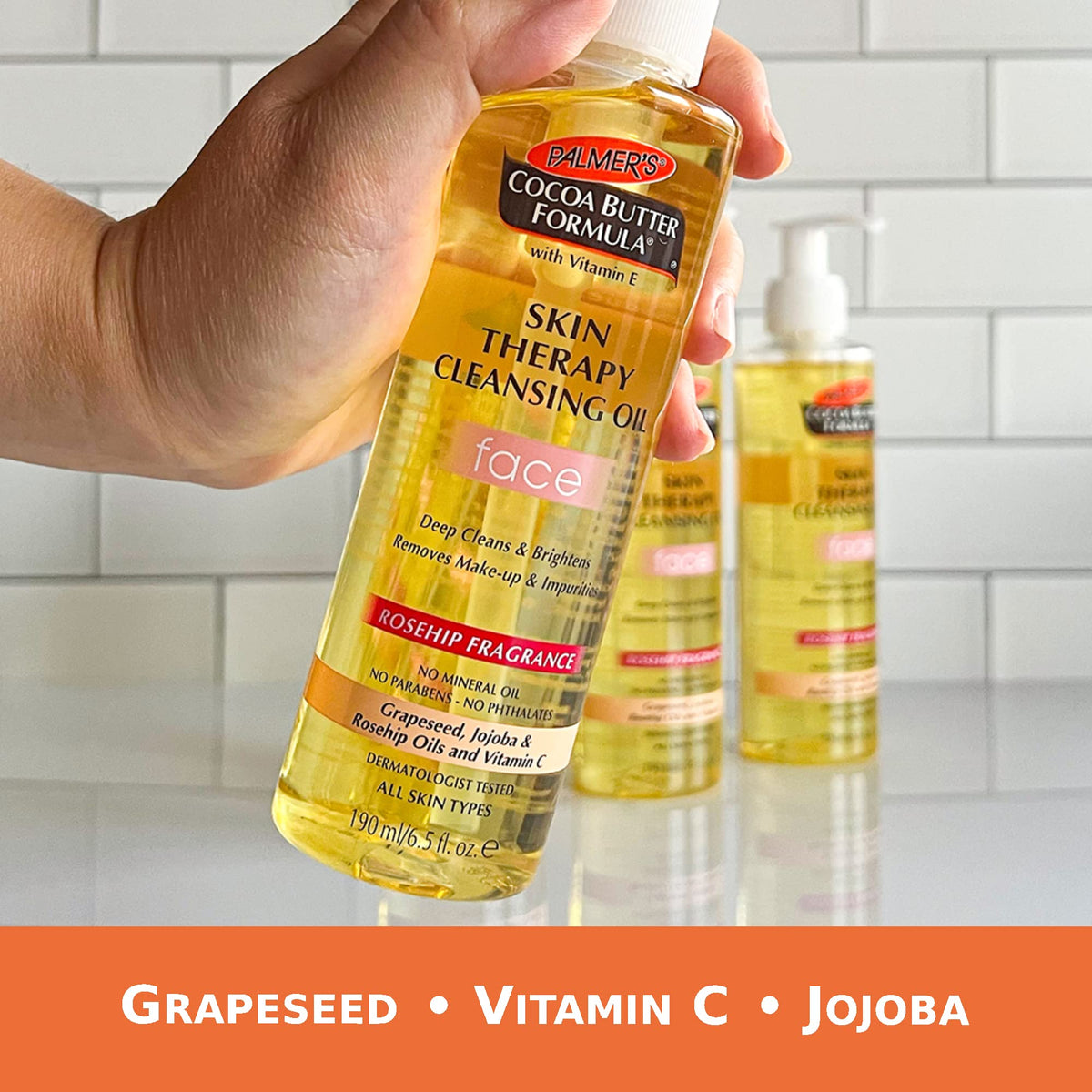 Texture view of Palmer's facial oil showing lightweight absorption