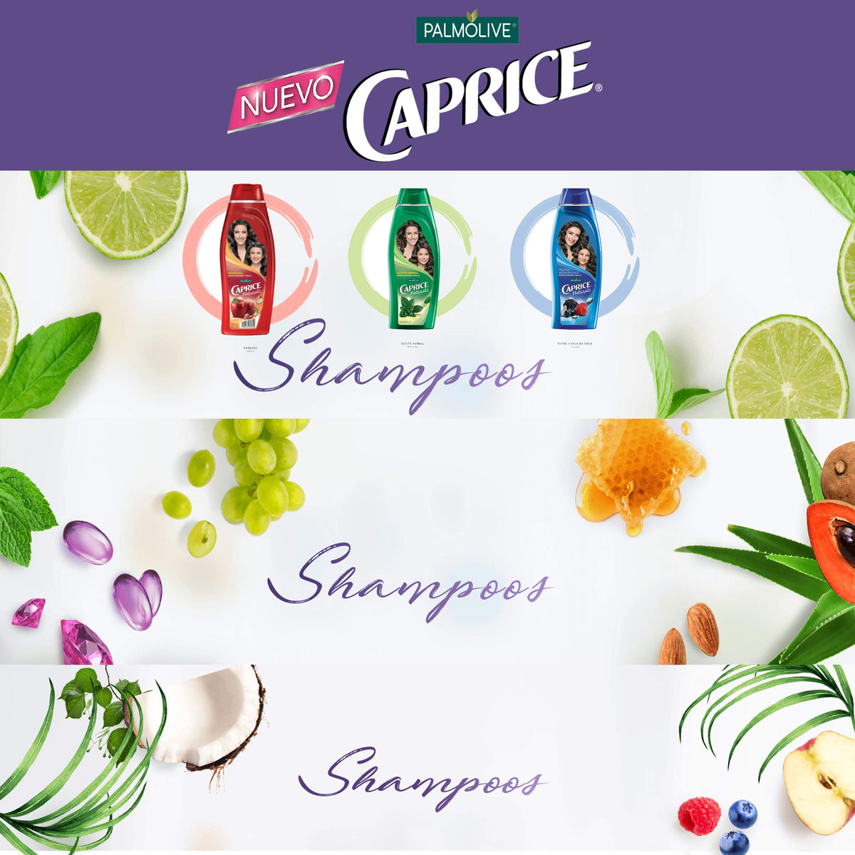 Palmolive Caprice bottle next to everyday items for scale, illustrates large 750ml value