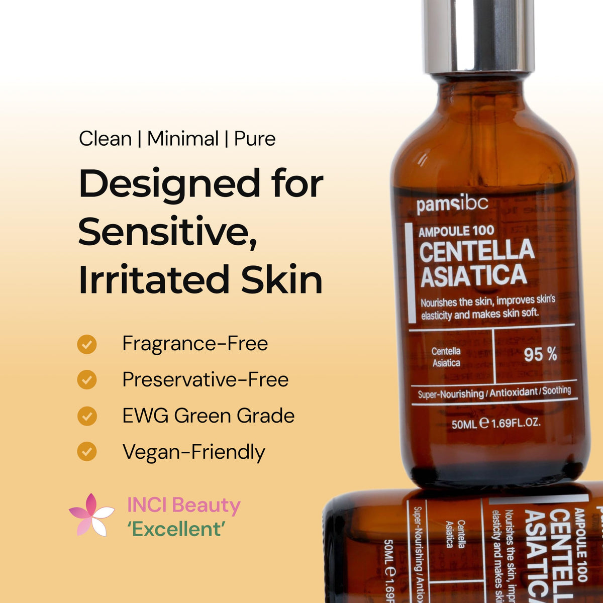PAMSIBC ingredients label detail showing minimalist formulation benefit