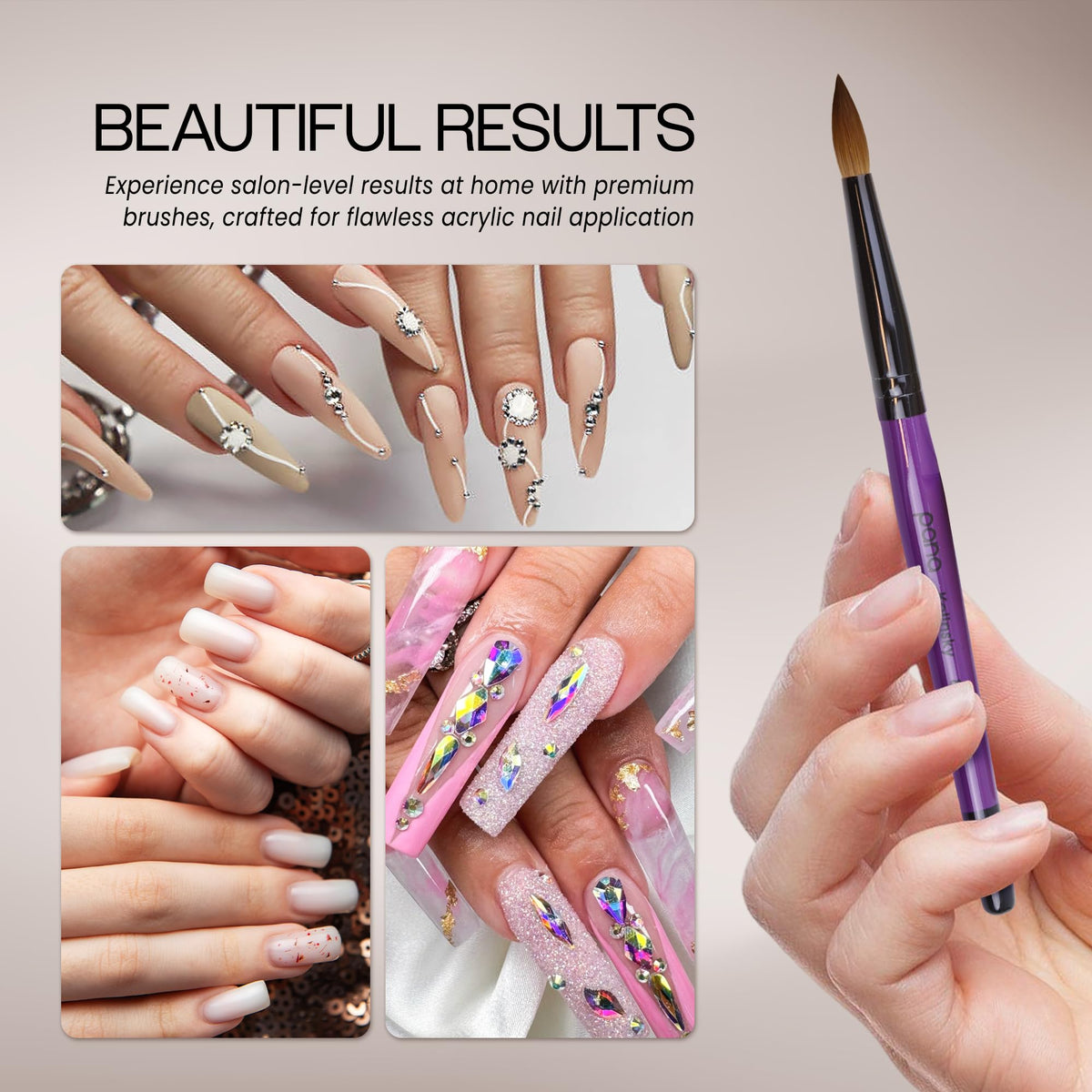 PANA brush in use sculpting acrylic on nail demonstrating precise shaping advantage