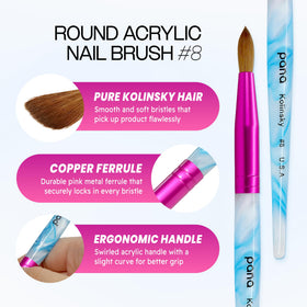 PANA close-up of Kolinsky hair tip for precise acrylic control and fine lines