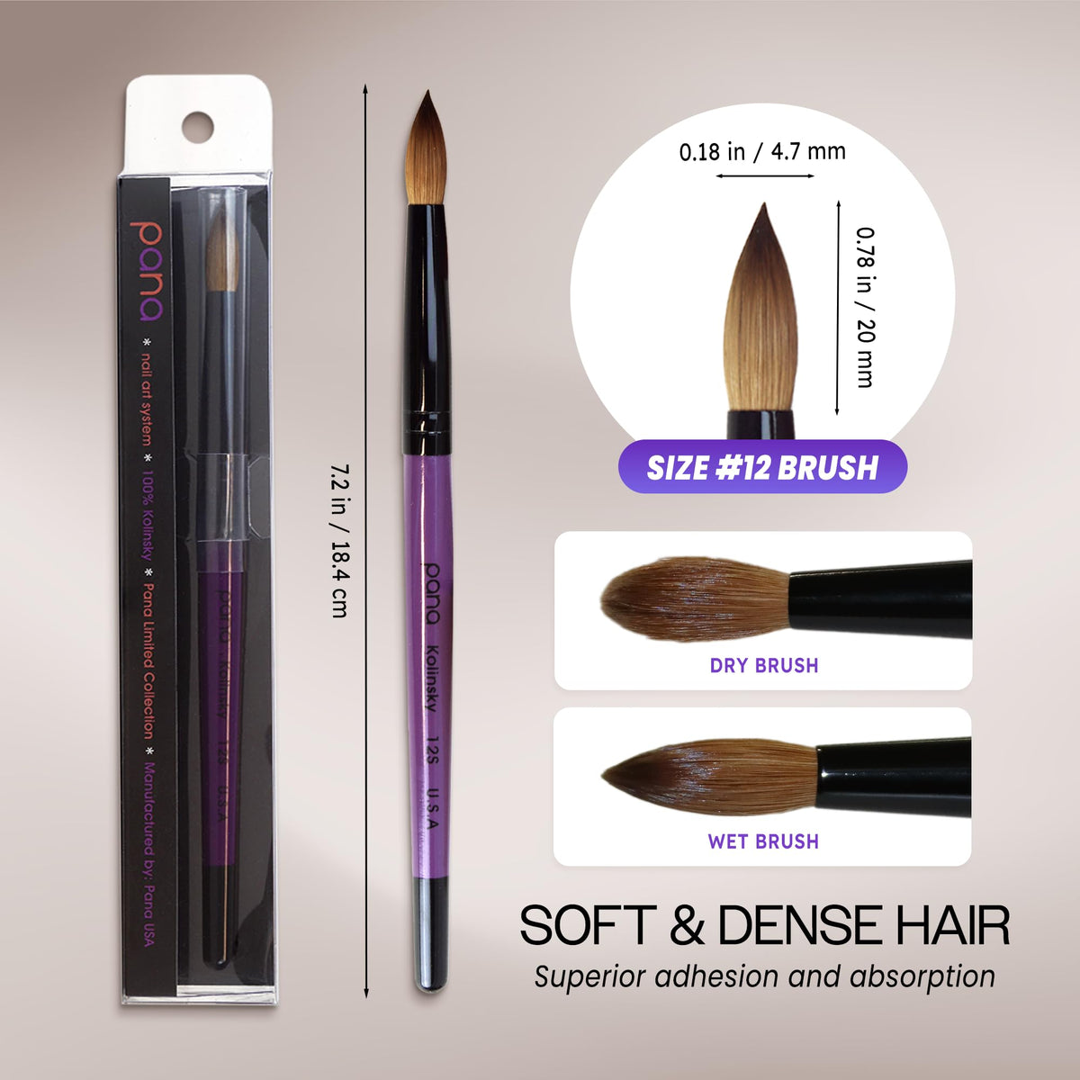 PANA Kolinsky hair tip close-up demonstrating fine point for smooth sculpting