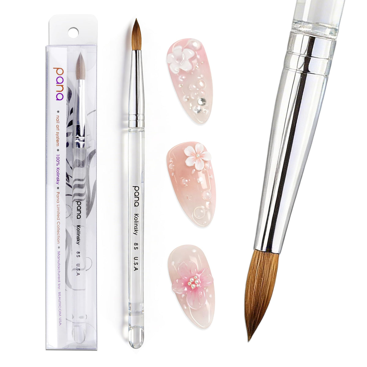 PANA Kolinsky bristle closeup showing fine tips for precise application