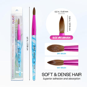 PANA kolinsky bristles close-up, precise tip for smooth product laydown