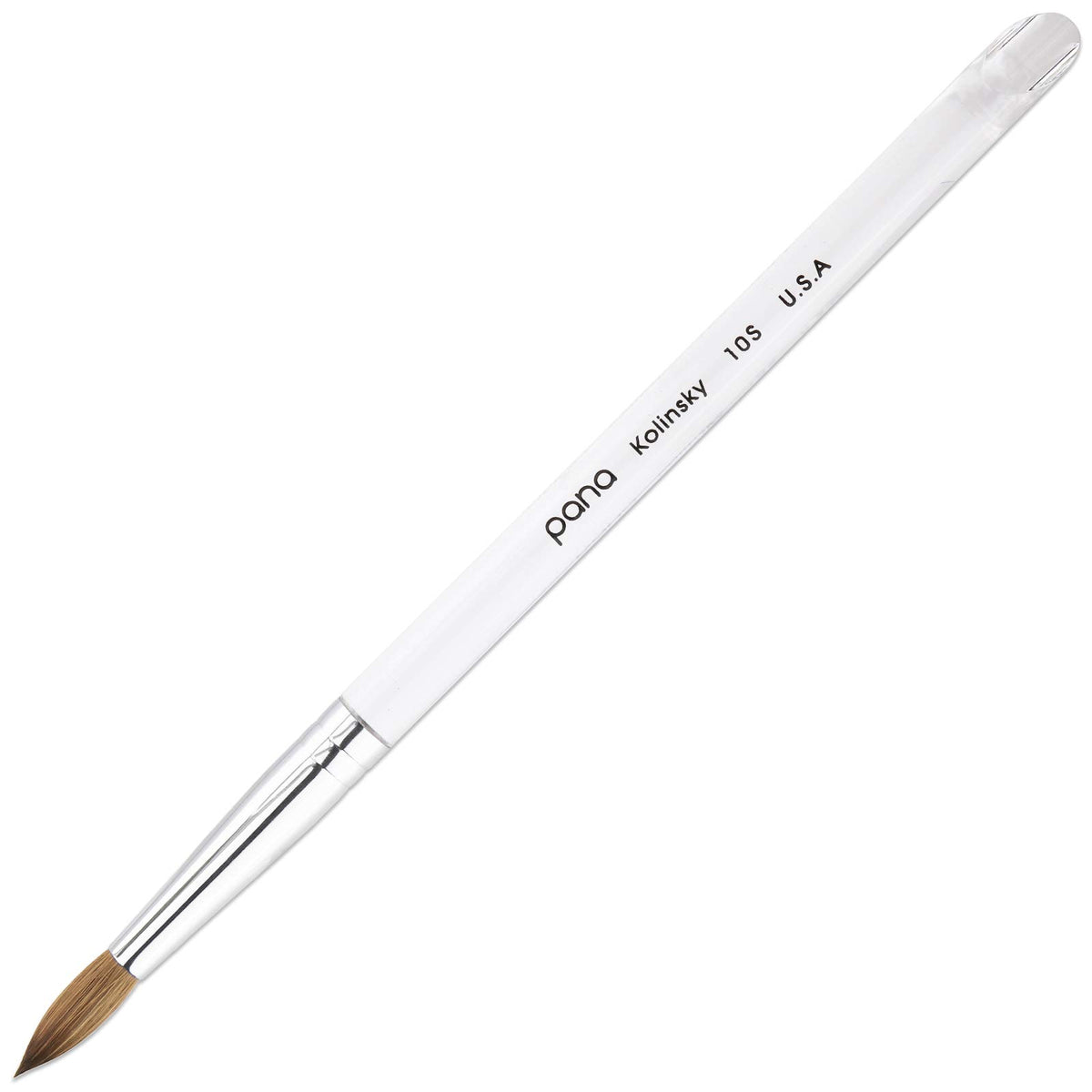 PANA brush front view showing clear acrylic handle and professional look