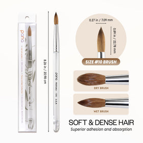 PANA brush applying acrylic to nail for controlled, even product spread