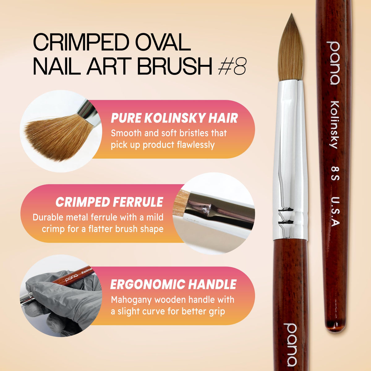 PANA oval crimped tip detail for precise acrylic shaping and smooth finish