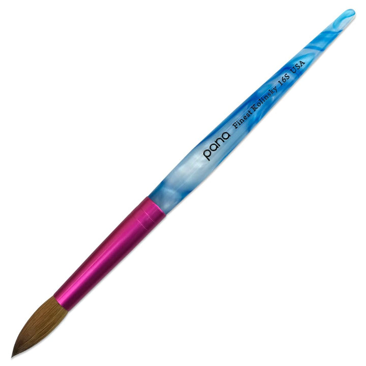 PANA brush front view showing blue handle and round tip for precise control