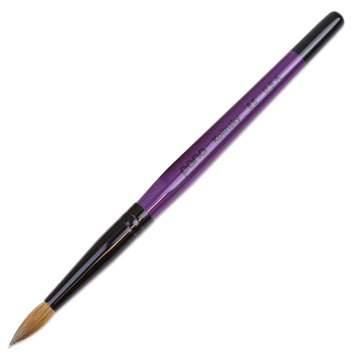 PANA front view of size 8 brush showing purple handle and ferrule for professional grip