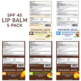 Panama Jack lip balms among beach gear illustrating sun-ready protection and travel use