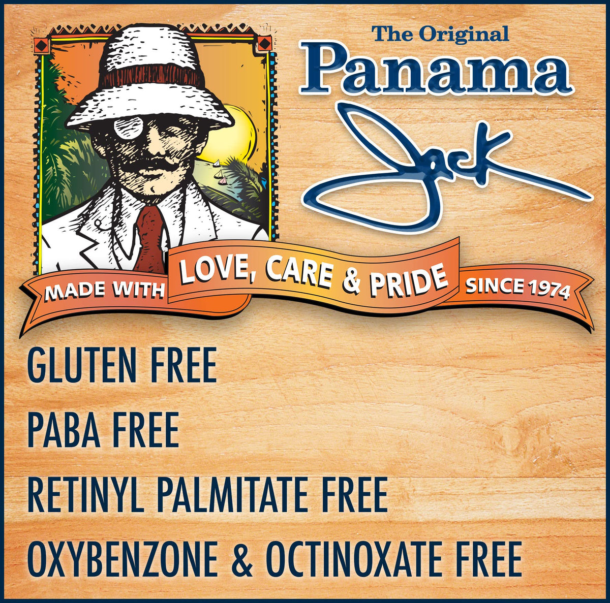 Panama Jack bottle in hand to show 8 fl oz scale and travel convenience