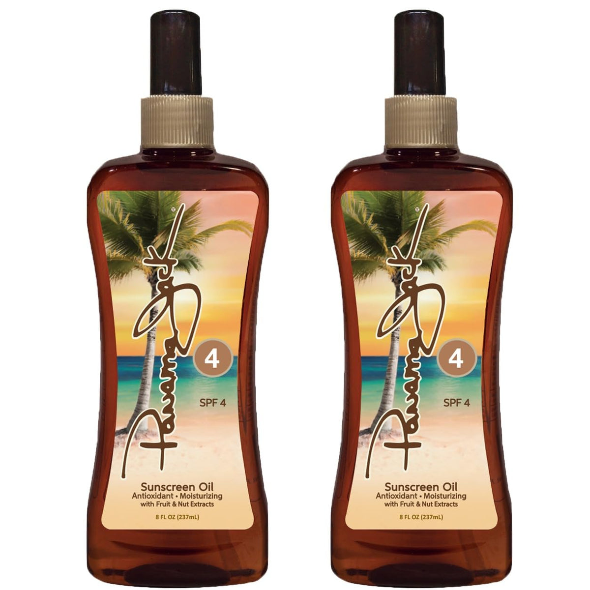 Panama Jack front packaging showing 8 oz bottle and tropical design for sun care